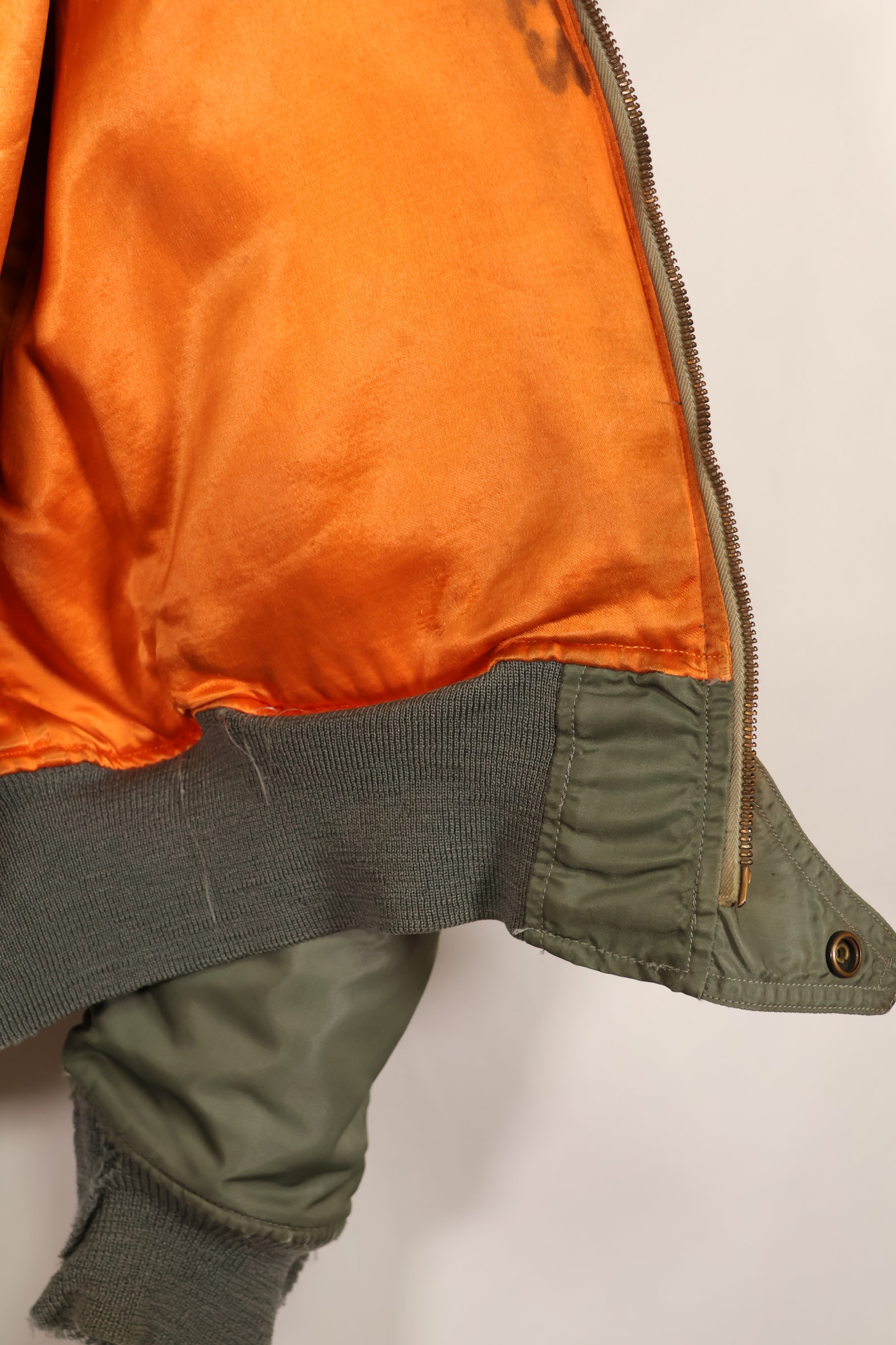 Real early 1960s USAF L2-B flight jacket with damaged ribs, no zipper slider