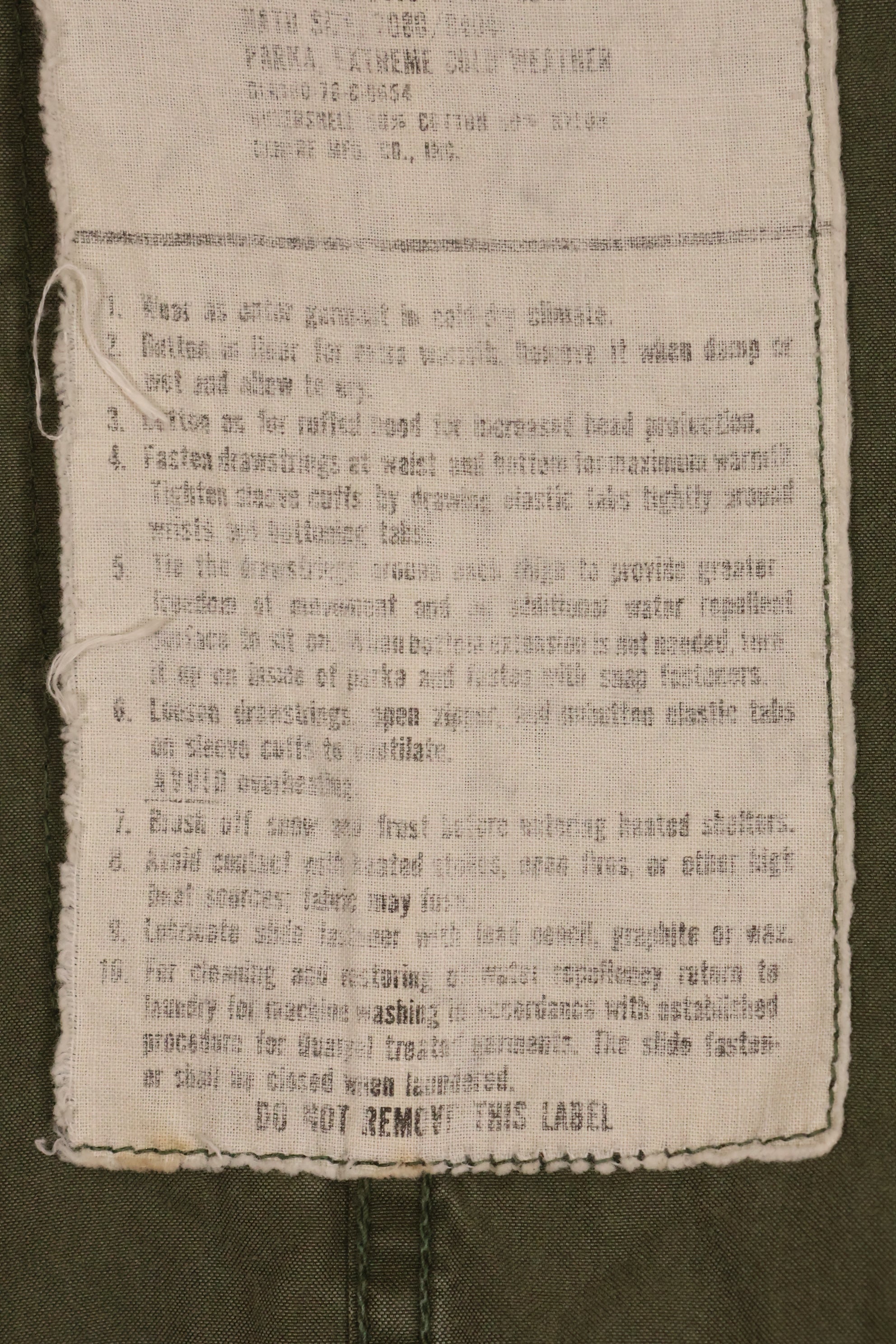 สัญญาปี 1978 M-R M65 เสื้อฮู้ดสนาม วัสดุเปลือกนอกเท่านั้น มือสอง สภาพ B