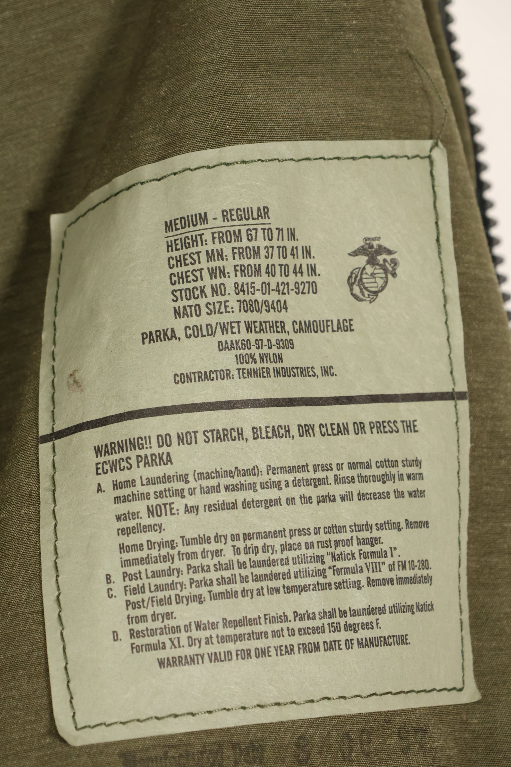 1997 Contract M-R U.S. Army Woodland Camouflage ECWCS Gen1 Gore-Tex Hoodie, Used