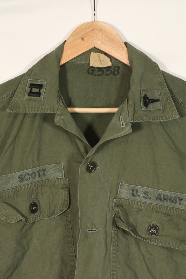 実物　アメリカ軍　OG-107 ポップリン製　PX品　ユーティリティシャツ　中古品　パッチ後付け
