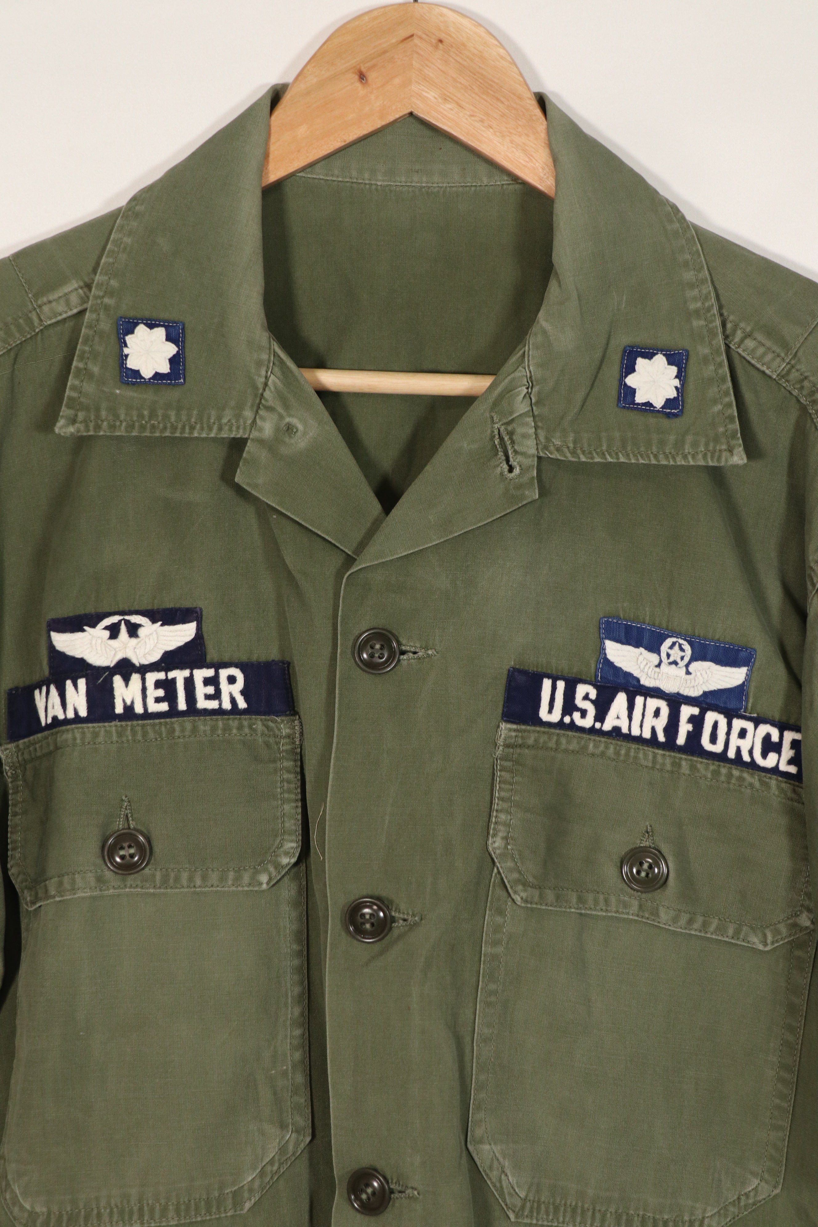 実物　アメリカ空軍　USAF　南ベトナムアドバイザー　OG-107シャツ　半袖改造　中古品