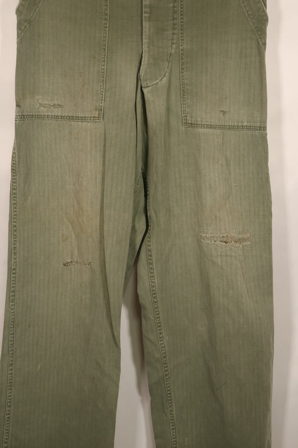 Real WWII 1940s USMC P42 HBT Pants, US Marine Corps, used.