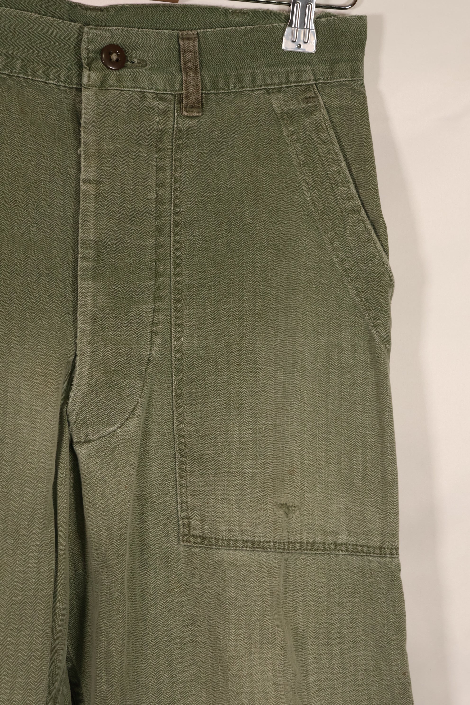 Real WWII 1940s USMC P42 HBT Pants, US Marine Corps, used.