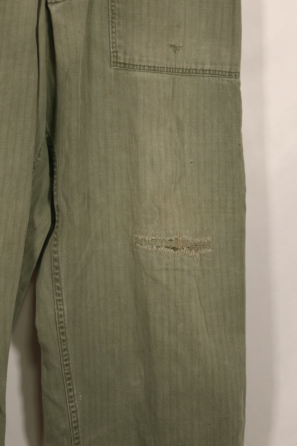 Real WWII 1940s USMC P42 HBT Pants, US Marine Corps, used.