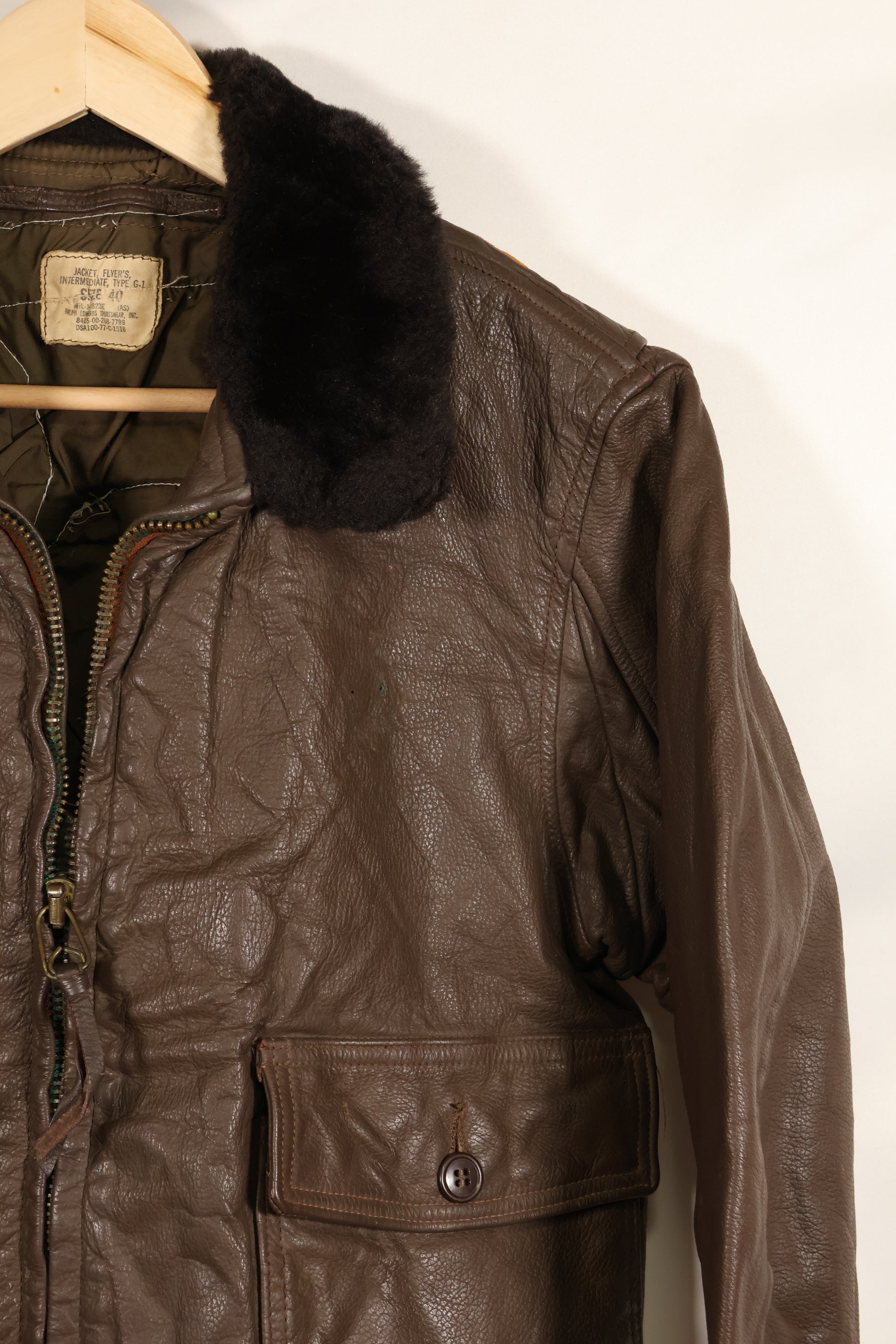 1977年契約　パッチ付　アメリカ海軍　G-1　フライトジャケット　サイズ40　状態良い