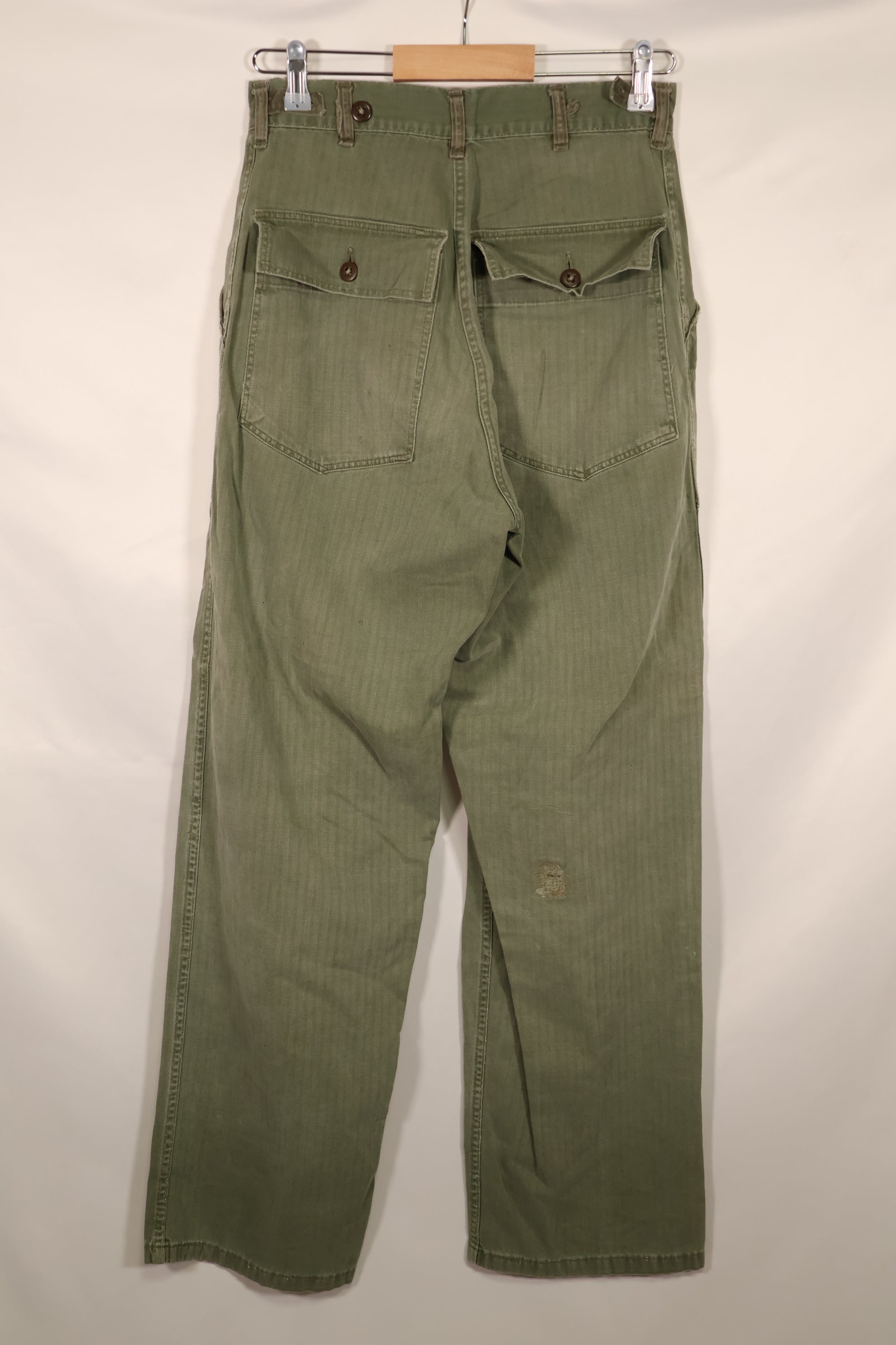 Real WWII 1940s USMC P42 HBT Pants, US Marine Corps, used.