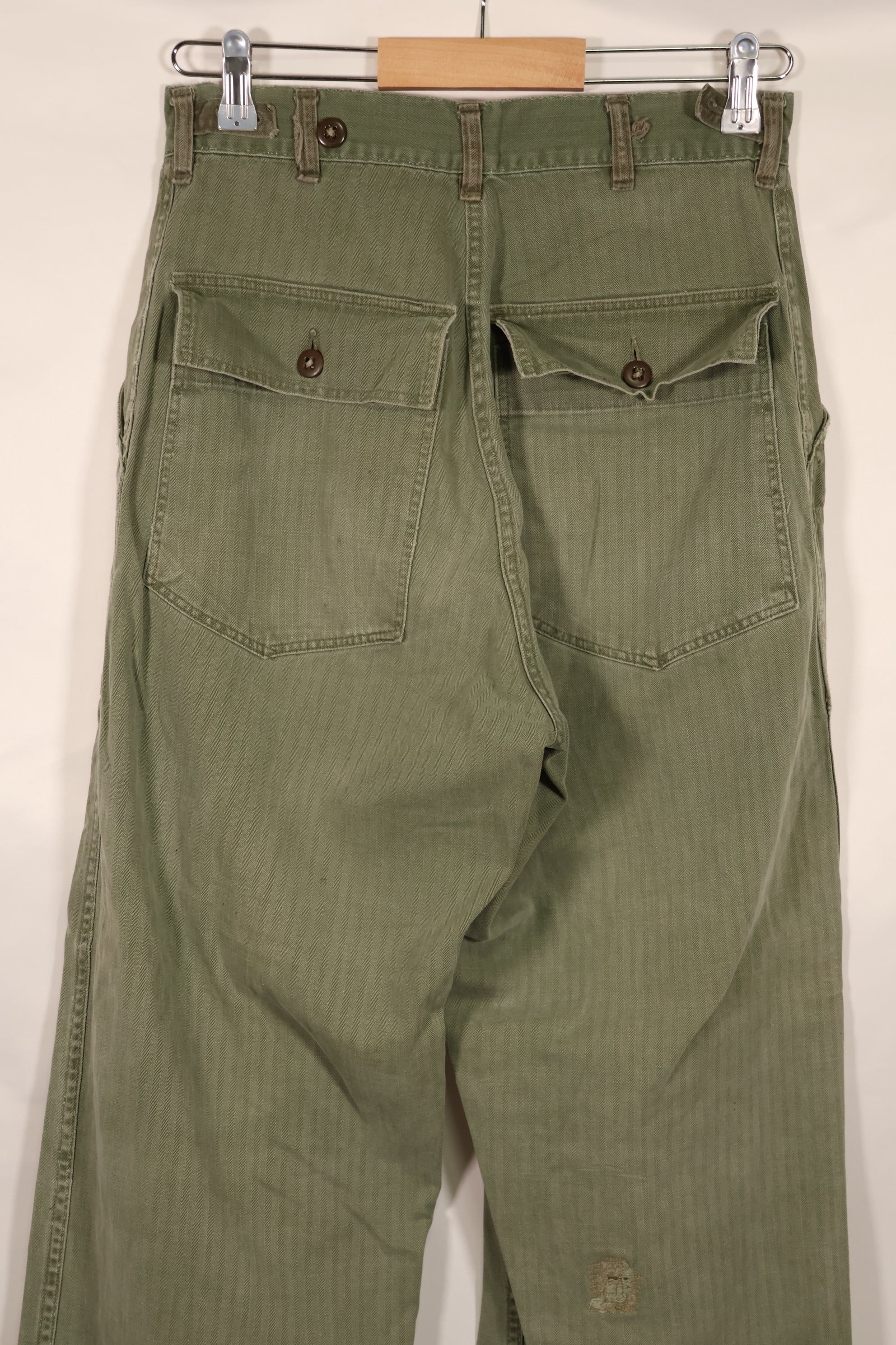 Real WWII 1940s USMC P42 HBT Pants, US Marine Corps, used.