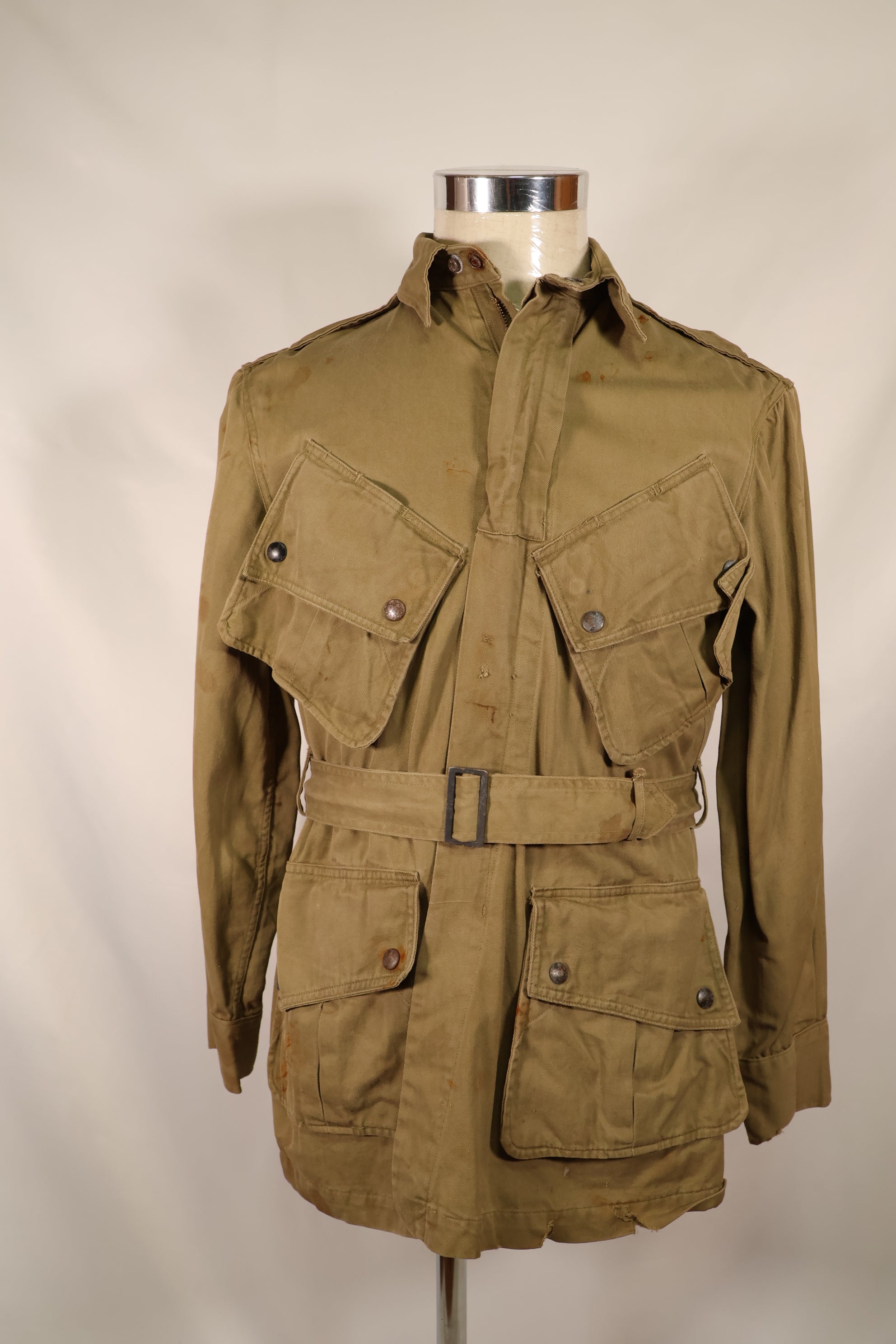 Real 1940s M1942 Airborne Jump Jacket, used, stains, etc.