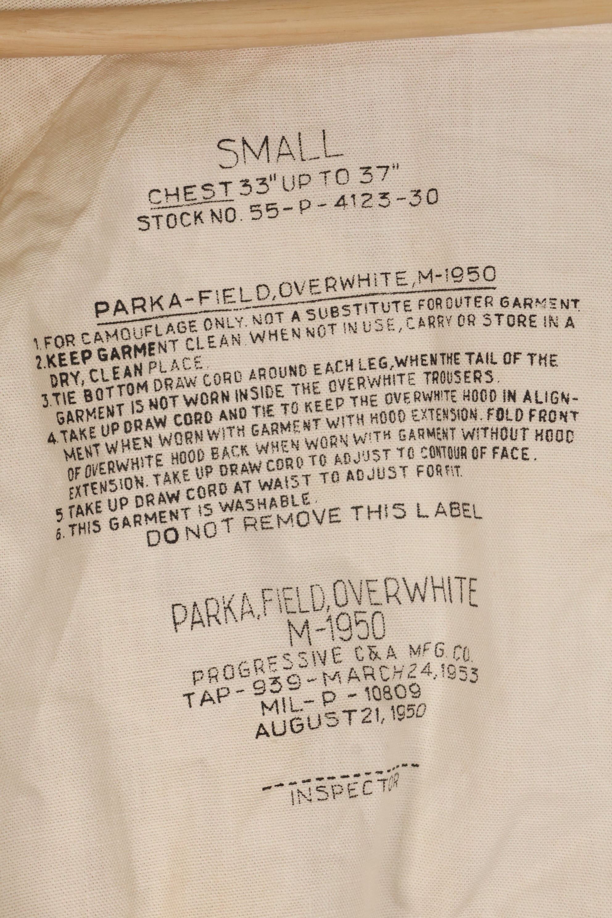 1953 Contract, SMALL, M-1950, Snow Parka, Virtually Unused, Snow Camo　