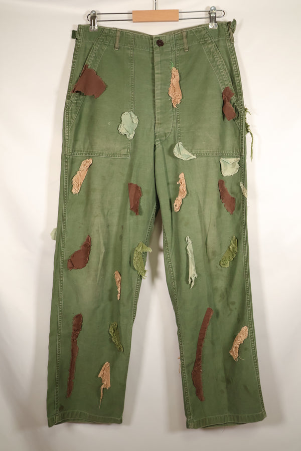 กางเกงยูทิลิตี้ MEDIUM OG-107 รุ่นต้นปี 1960, ประเภท I Baker Trousers, ลายพราง, ปรับเปลี่ยนสำหรับการใช้งานซุ่มยิง