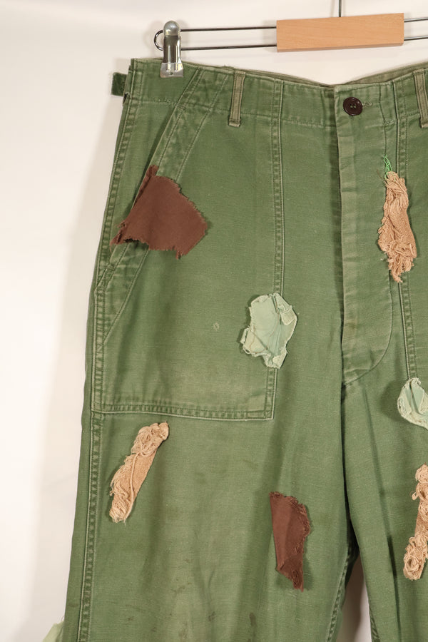 กางเกงยูทิลิตี้ MEDIUM OG-107 รุ่นต้นปี 1960, ประเภท I Baker Trousers, ลายพราง, ปรับเปลี่ยนสำหรับการใช้งานซุ่มยิง