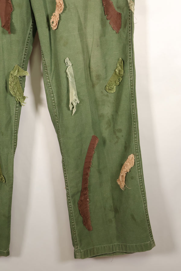 กางเกงยูทิลิตี้ MEDIUM OG-107 รุ่นต้นปี 1960, ประเภท I Baker Trousers, ลายพราง, ปรับเปลี่ยนสำหรับการใช้งานซุ่มยิง
