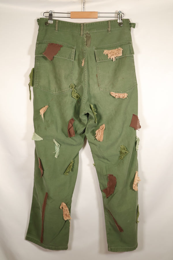 กางเกงยูทิลิตี้ MEDIUM OG-107 รุ่นต้นปี 1960, ประเภท I Baker Trousers, ลายพราง, ปรับเปลี่ยนสำหรับการใช้งานซุ่มยิง