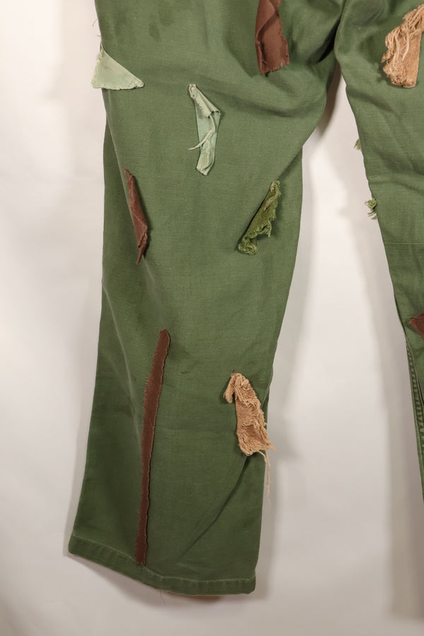 กางเกงยูทิลิตี้ MEDIUM OG-107 รุ่นต้นปี 1960, ประเภท I Baker Trousers, ลายพราง, ปรับเปลี่ยนสำหรับการใช้งานซุ่มยิง