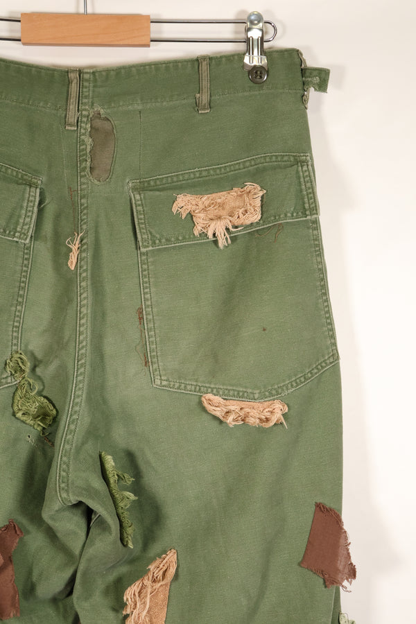 กางเกงยูทิลิตี้ MEDIUM OG-107 รุ่นต้นปี 1960, ประเภท I Baker Trousers, ลายพราง, ปรับเปลี่ยนสำหรับการใช้งานซุ่มยิง