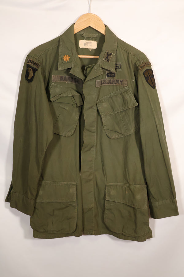 Circa 1965 M-R 2nd Model Jungle Fatigue Jacket, first attached, with patches, famous division, used.