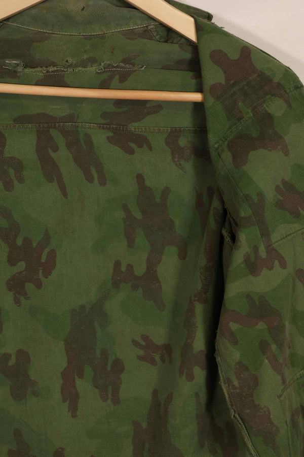 Real 1960s ARVN locally made camouflage shirt, worn, used.