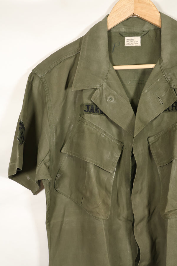Circa 1967 L-S USAF Air Police 3rd Model Jungle Fatigue Jacket Short Sleeve Custom Used
