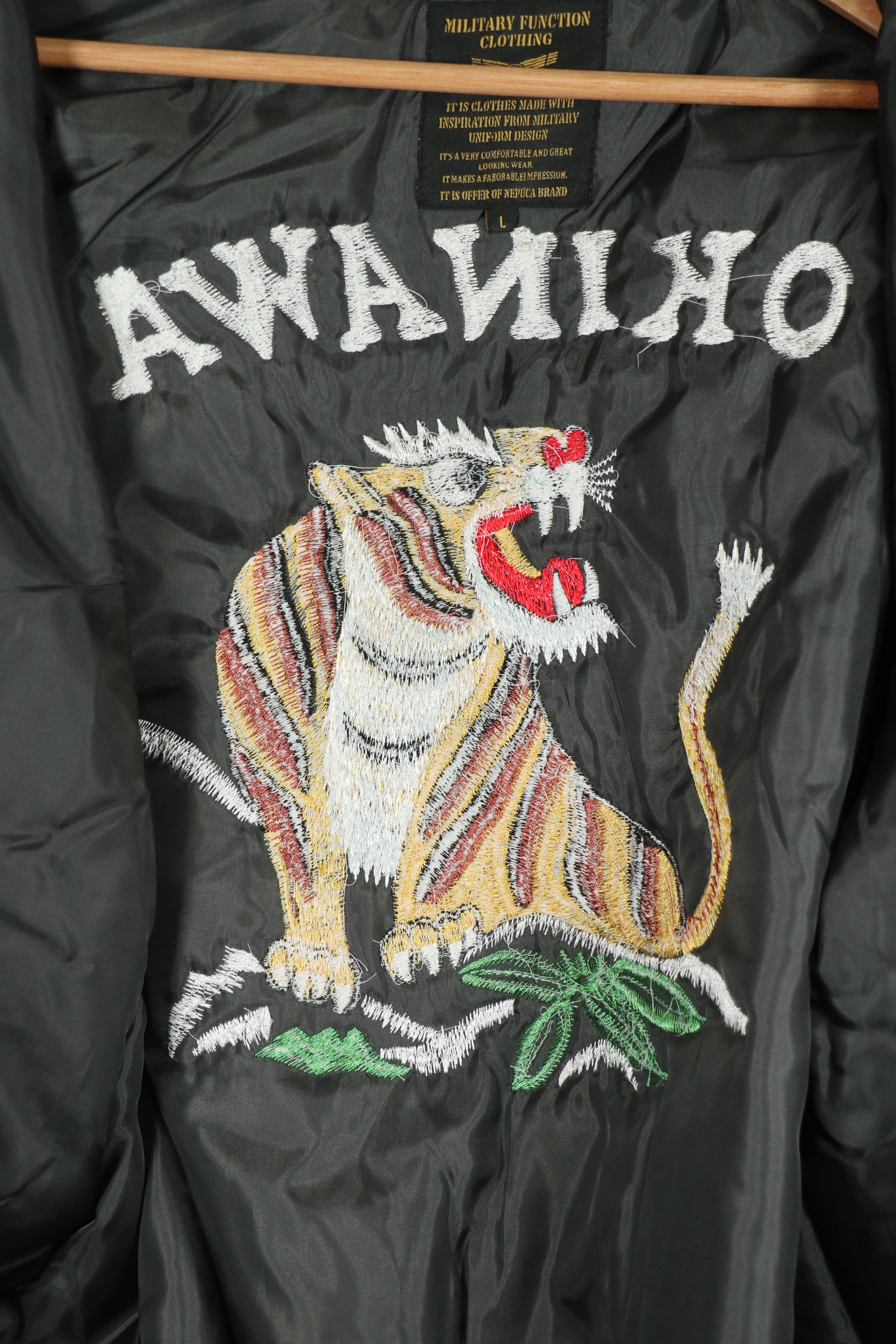 Recent Okinawa made Souvenir Jacket directly embroidered MA-1 A