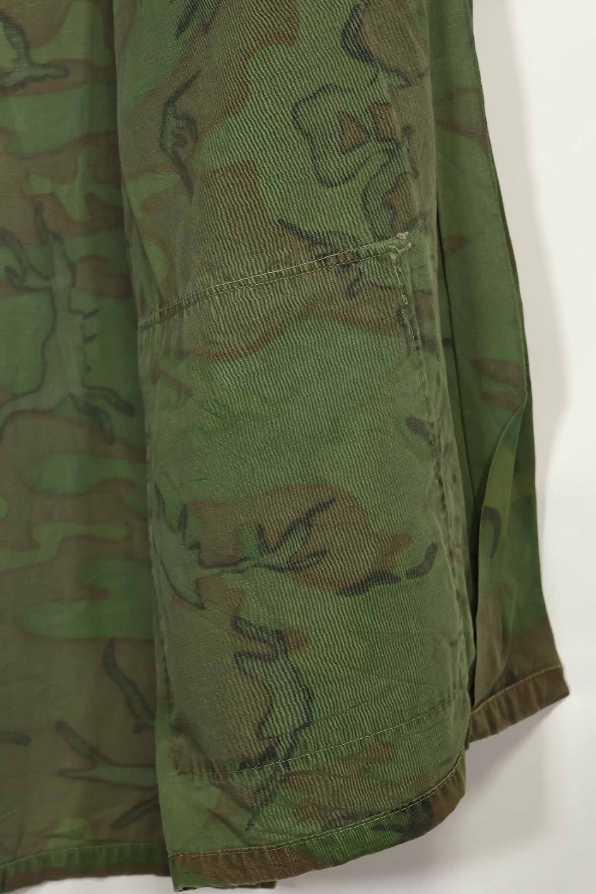 1960s-70s light fabric hunting shirt invisible leaf camouflage short sleeve custom used B