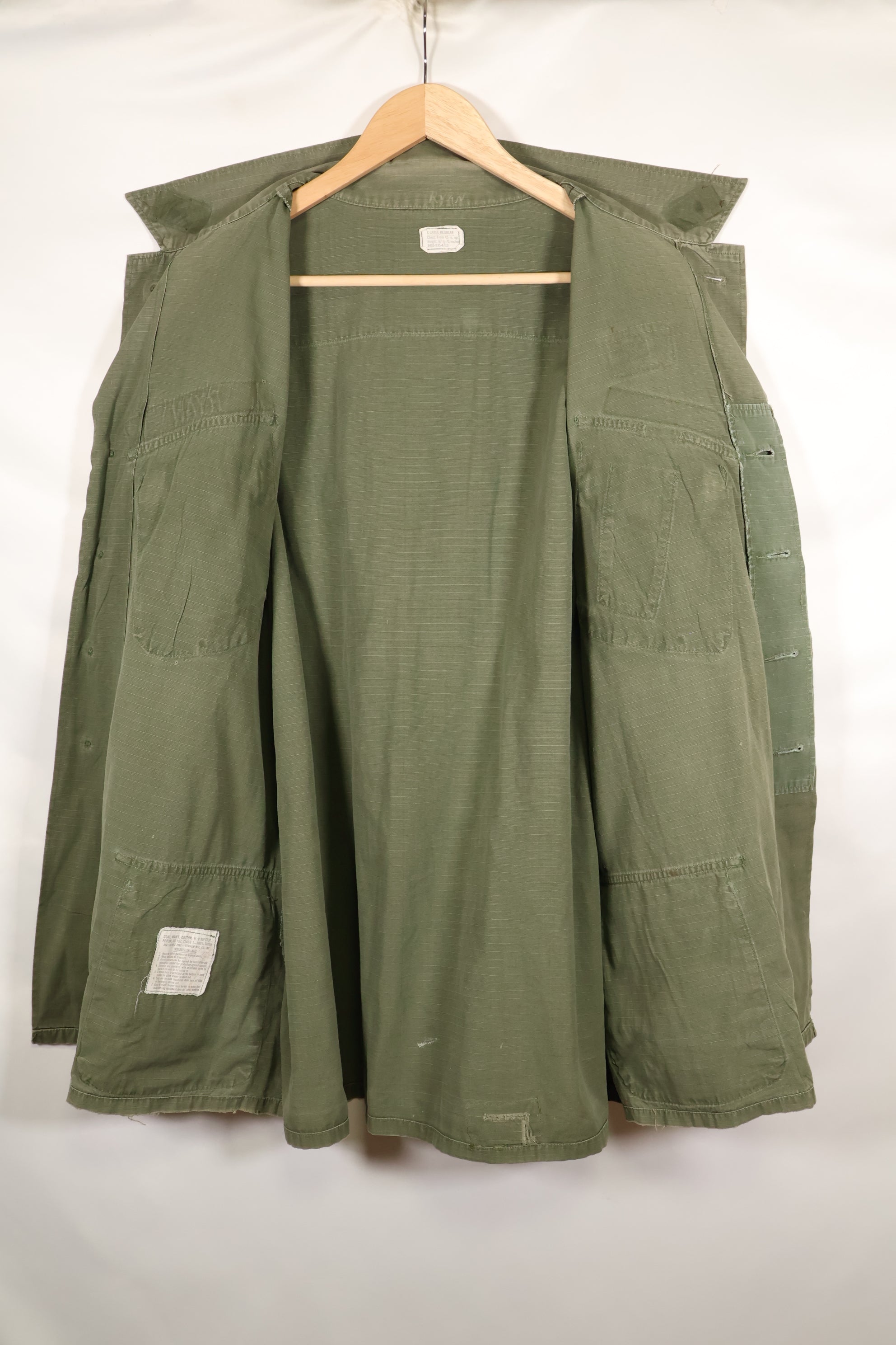 1968 Contract X-L-R 4th Model Jungle Fatigue Jacket, faded, used.