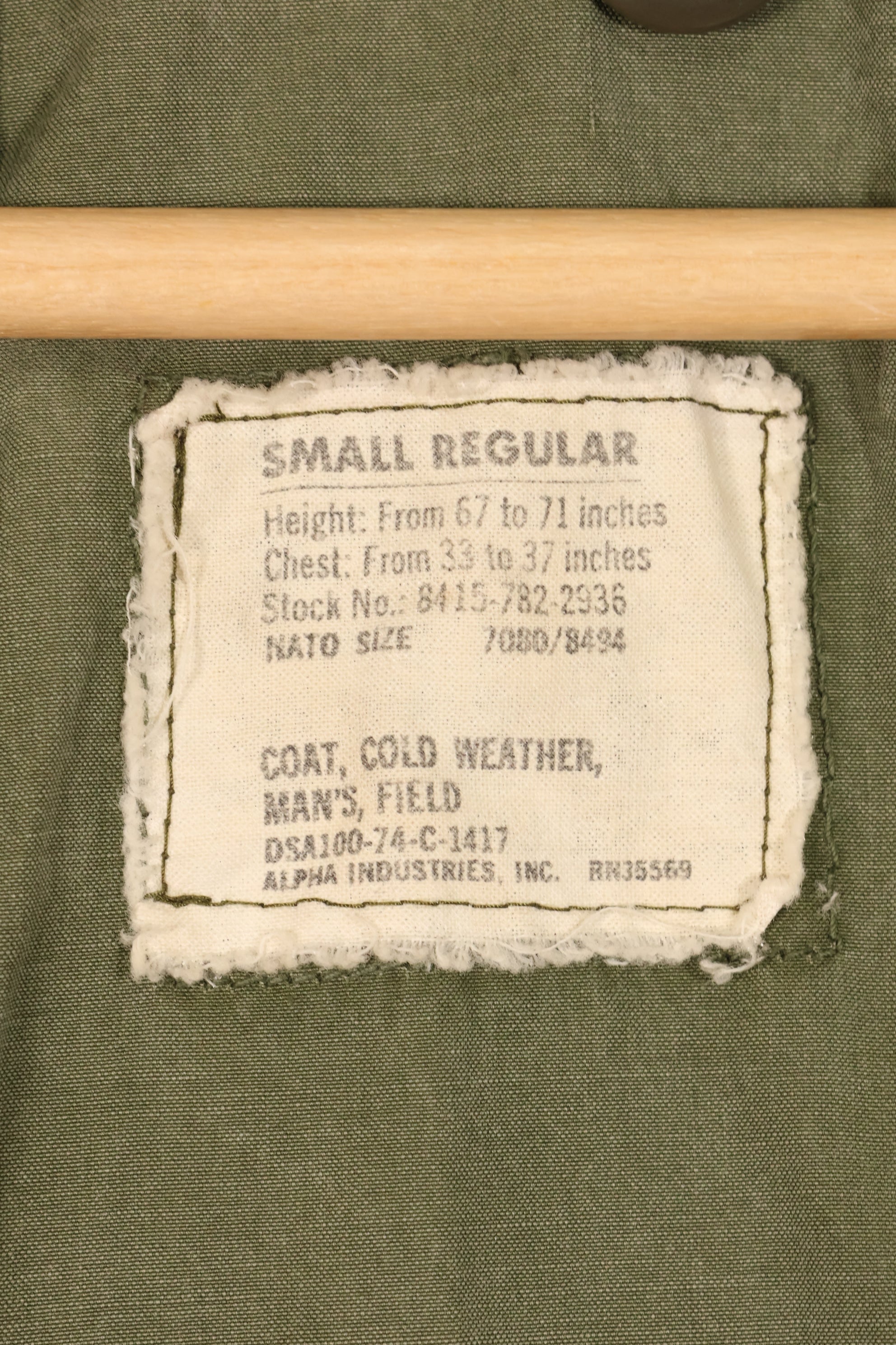 สัญญาปี 1974, S-R, กองทัพสหรัฐฯ, แจ็กเก็ตสนาม M65 รุ่นที่ 3, มีซับใน, มือสอง