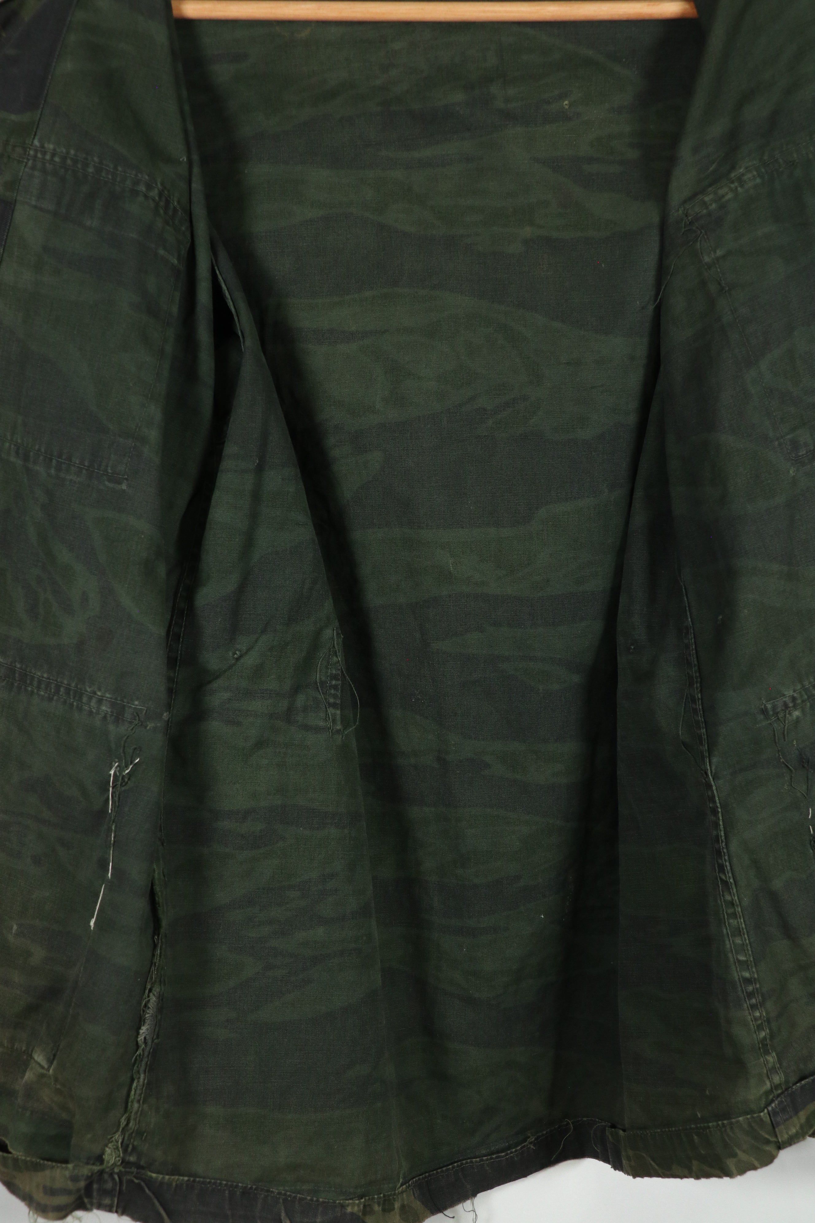 Real 1970s Late War Tiger Stripe Jacket, used, black dyed.