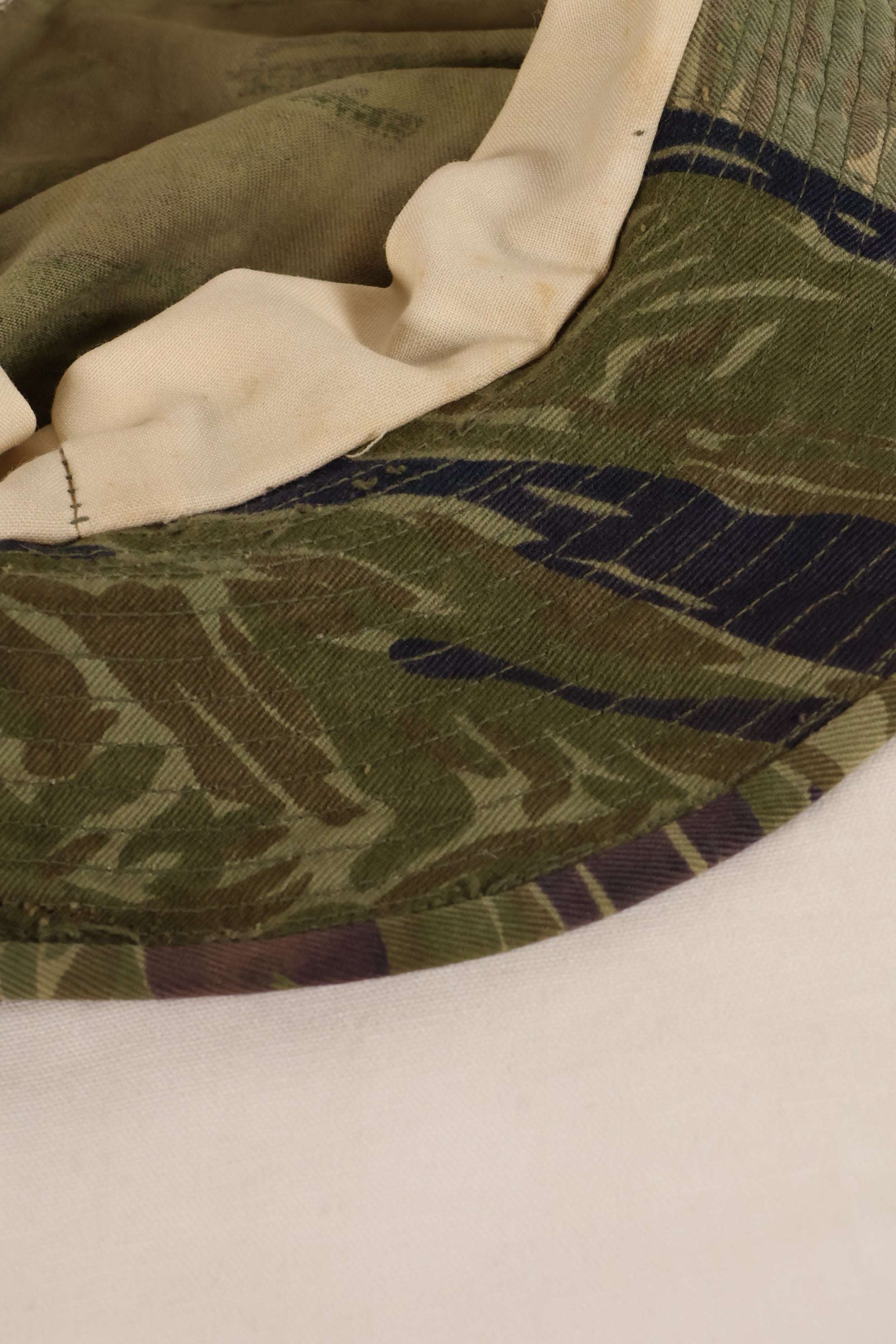 Authentic Fabric: Tiger Stripe, TO78, Silver Tiger Pattern, CISO Cut, Boonie Hat, Post-War, Used