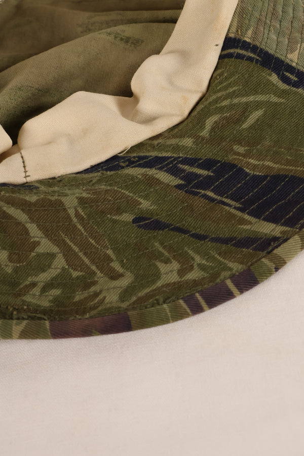 Authentic Fabric: Tiger Stripe, TO78, Silver Tiger Pattern, CISO Cut, Boonie Hat, Post-War, Used
