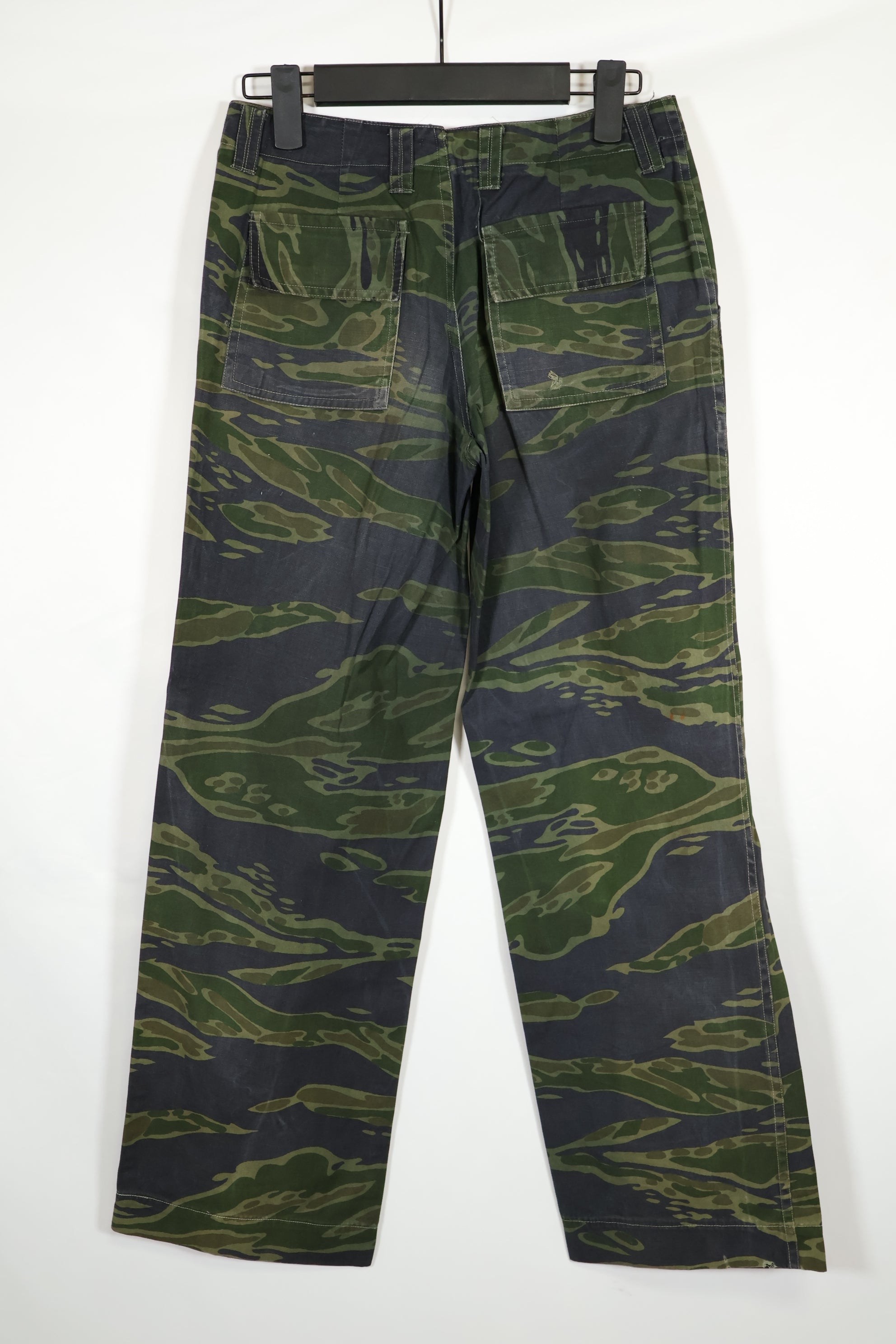 Real 1970s Late War Tiger Stripe Pants, used, black dyed.