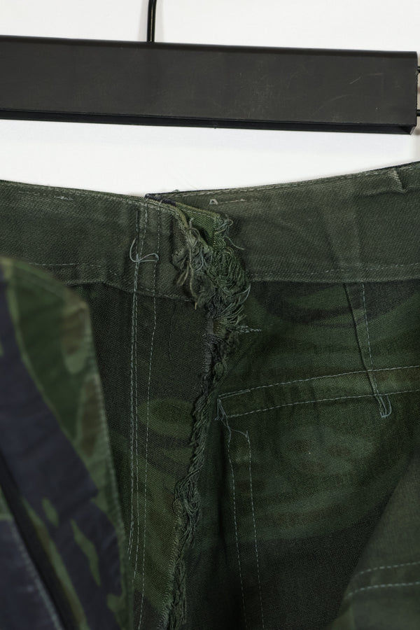 Real 1970s Late War Tiger Stripe Pants, used, black dyed.