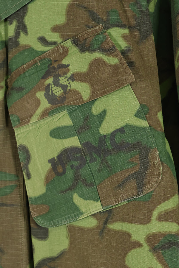 1970年契約　M-S　USMC　リップストップ　ERDL迷彩　ジャングルファティーグ　ジャケット　褪色あり　中古品