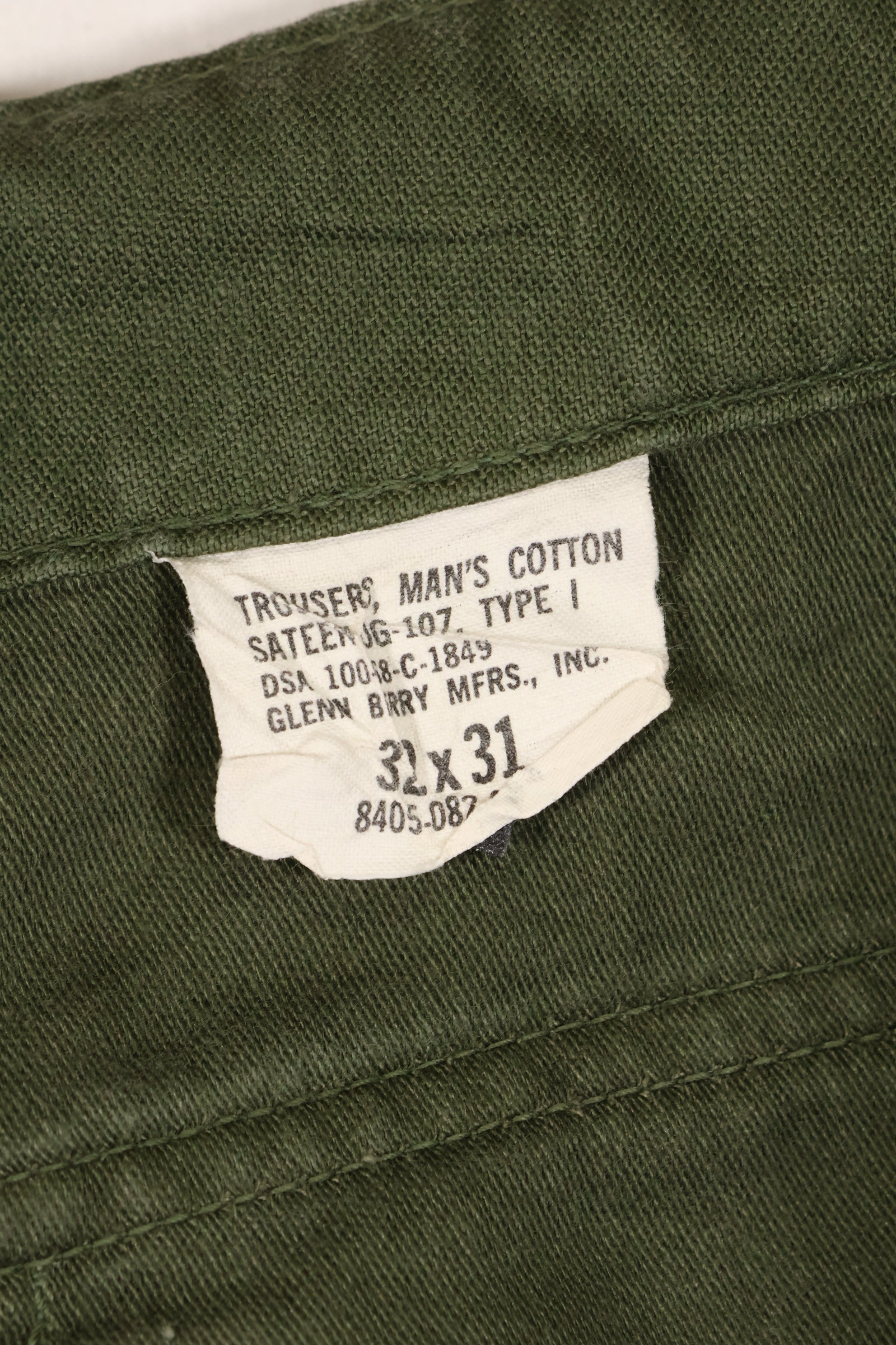 1968 Contract 32x31 US Army OG-107 Utility Pants Baker Pants Used B