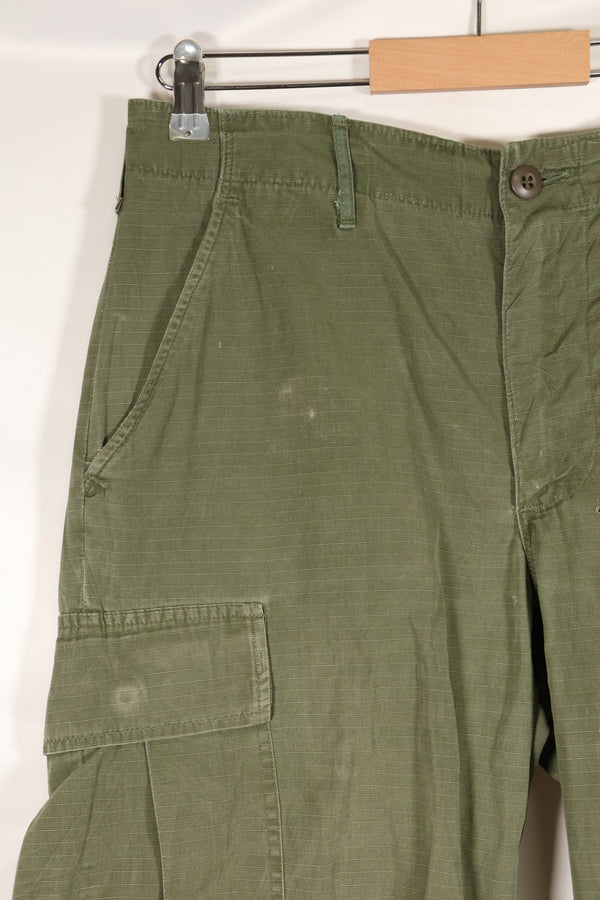 1968 Contract S-R 4th Model Jungle Fatigue Pants, used with fading and repairs.
