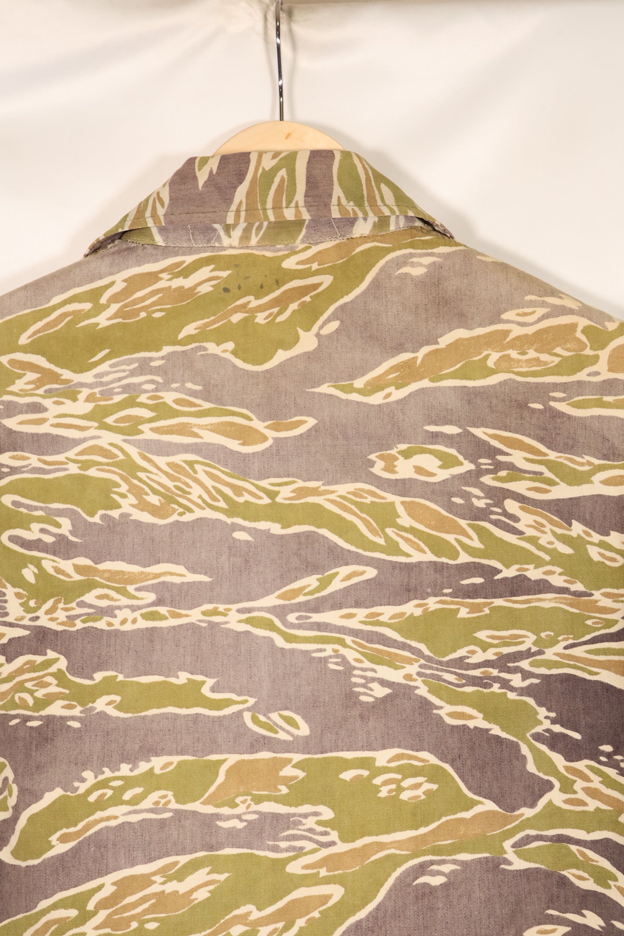 Real Late War Pattern Tiger Stripe Shirt, heavy weight fabric, faded, used.