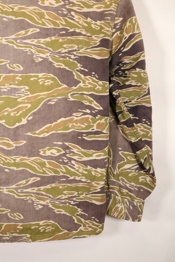 Real Late War Pattern Tiger Stripe Shirt, heavy weight fabric, faded, used.