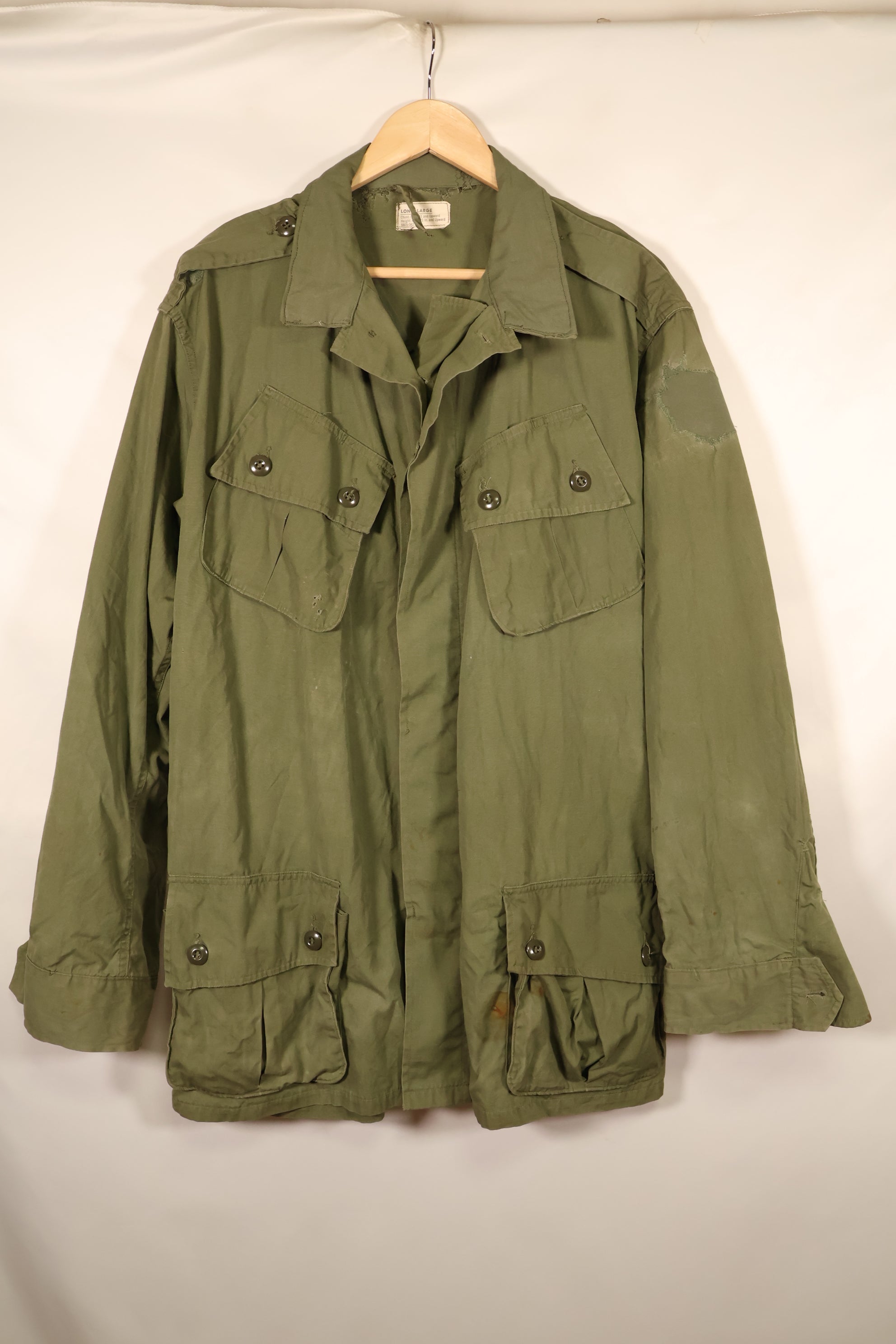 แจ็กเก็ตสนามแบบ Jungle Fatigue รุ่นแรก L-L ปี 1963 – ได้ซ่อมแซมแล้ว – มือสอง
