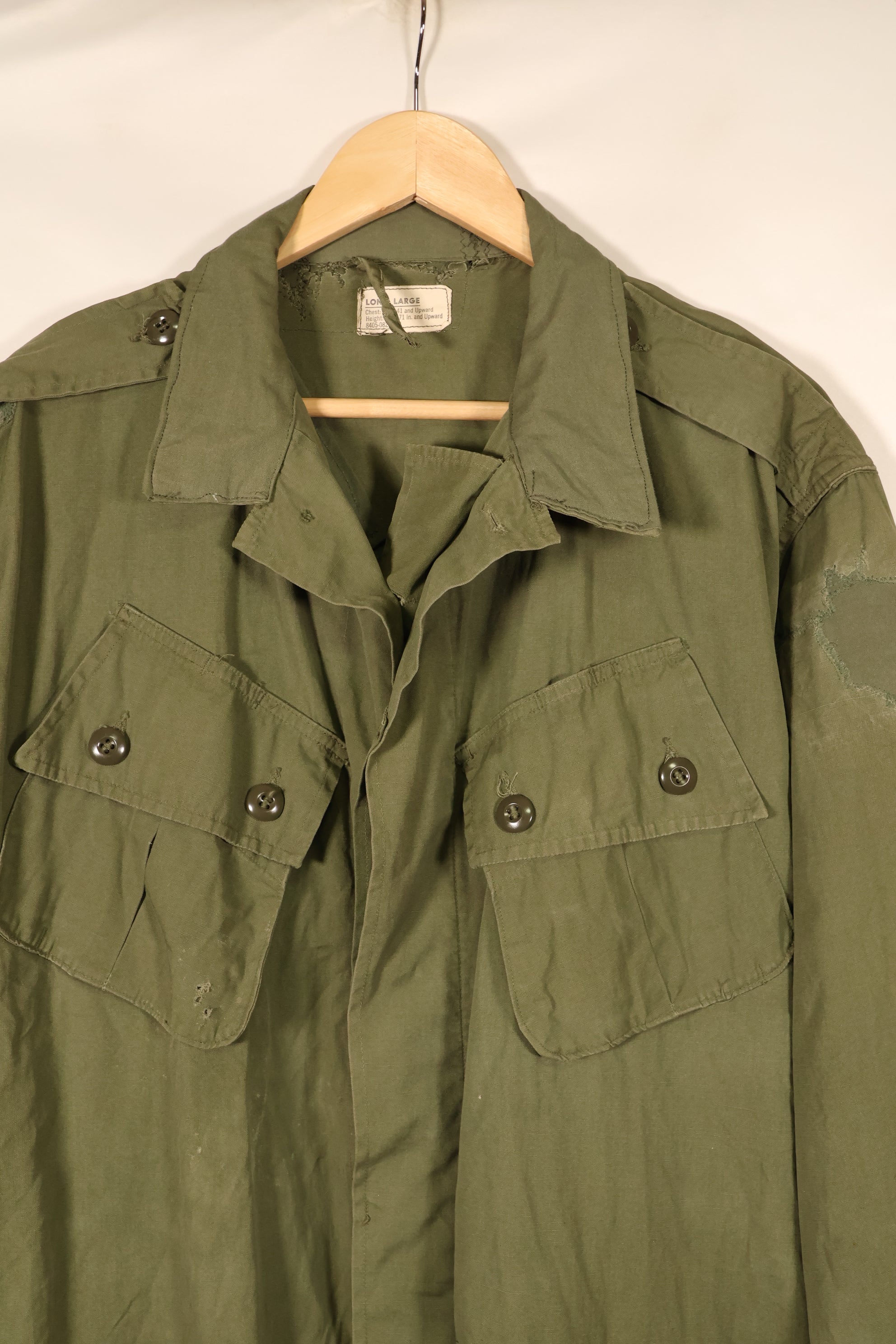 แจ็กเก็ตสนามแบบ Jungle Fatigue รุ่นแรก L-L ปี 1963 – ได้ซ่อมแซมแล้ว – มือสอง