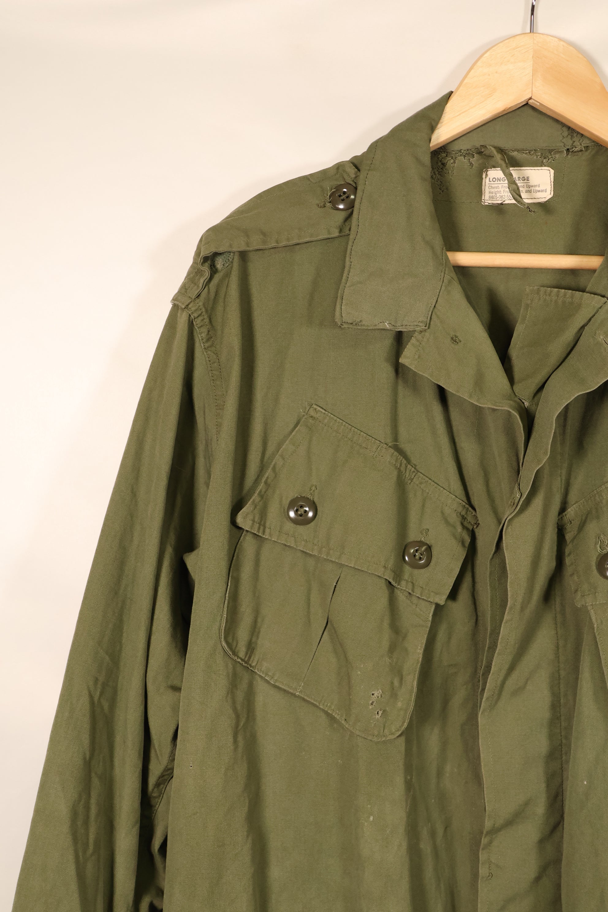 แจ็กเก็ตสนามแบบ Jungle Fatigue รุ่นแรก L-L ปี 1963 – ได้ซ่อมแซมแล้ว – มือสอง