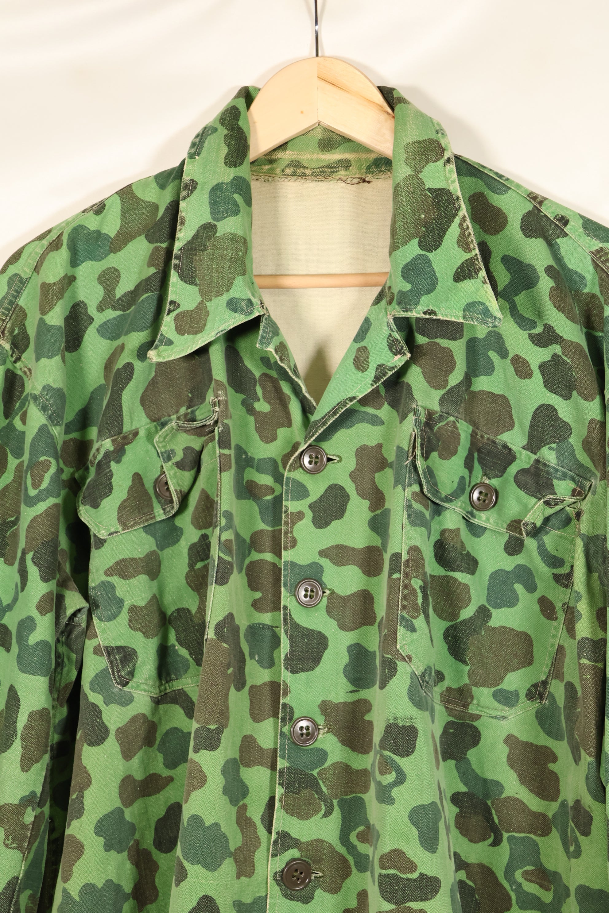 Late 1960s-early 1970s U.S. Navy advisor shirt, frogskin camouflage, locally sourced, used.