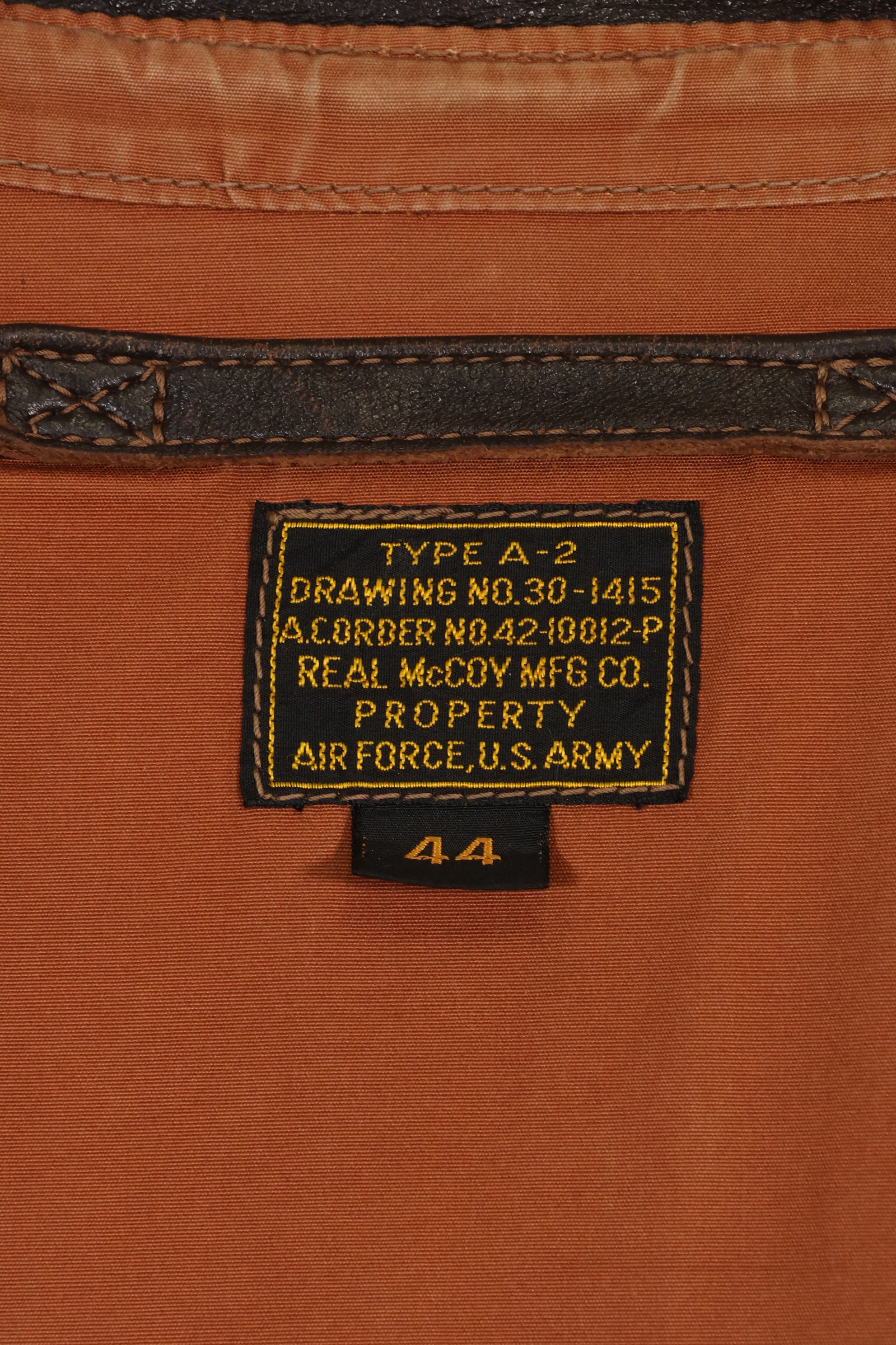 แจ็กเก็ตนักบิน Real McCoy's A-2 มือสอง สภาพดี ไซส์ 44 ผลิตในช่วงปี 2000