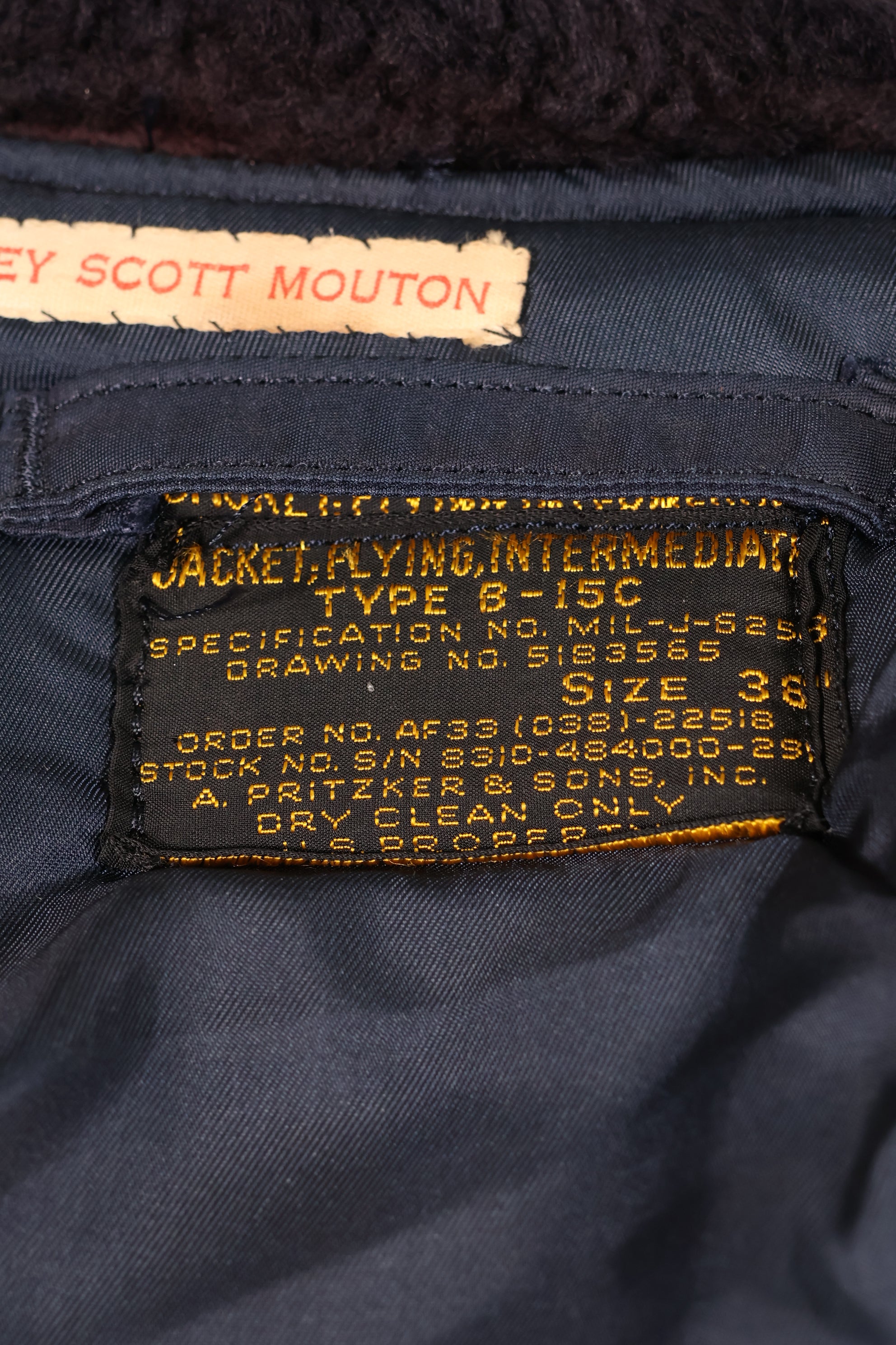 ช่วงต้นทศวรรษ 1950 38 กองทัพอากาศสหรัฐอเมริกา B-15C แจ็คเก็ตบิน โซนอินเตอร์มีเดียท มือสอง