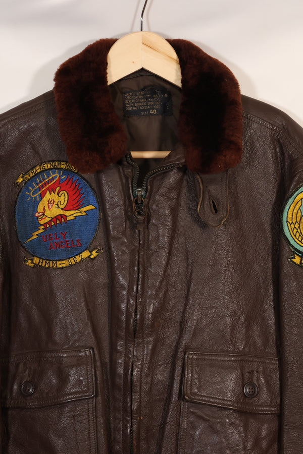 เสื้อแจ็คเก็ต G-1 Ugly Angells Flight Jacket ของนาวิกโยธินสหรัฐฯ มือสอง ขนาด 40 ต้นทศวรรษ 1960