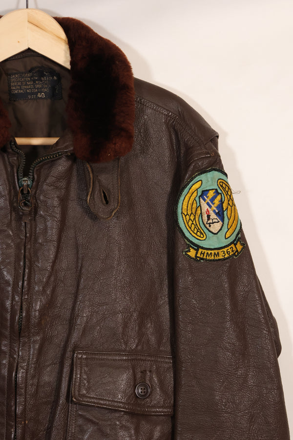 เสื้อแจ็คเก็ต G-1 Ugly Angells Flight Jacket ของนาวิกโยธินสหรัฐฯ มือสอง ขนาด 40 ต้นทศวรรษ 1960