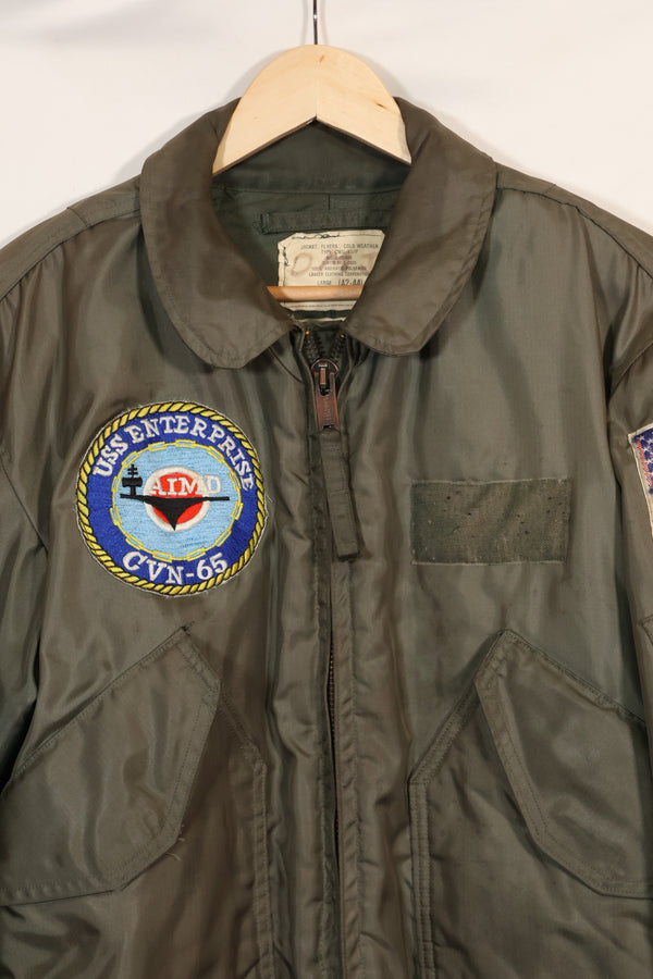 แจ็คเก็ตนักบิน USS Enterprise UWC-45P ขนาดใหญ่ ปี 1980 ปรับแต่งเอง มือสอง