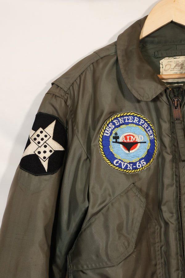 แจ็คเก็ตนักบิน USS Enterprise UWC-45P ขนาดใหญ่ ปี 1980 ปรับแต่งเอง มือสอง