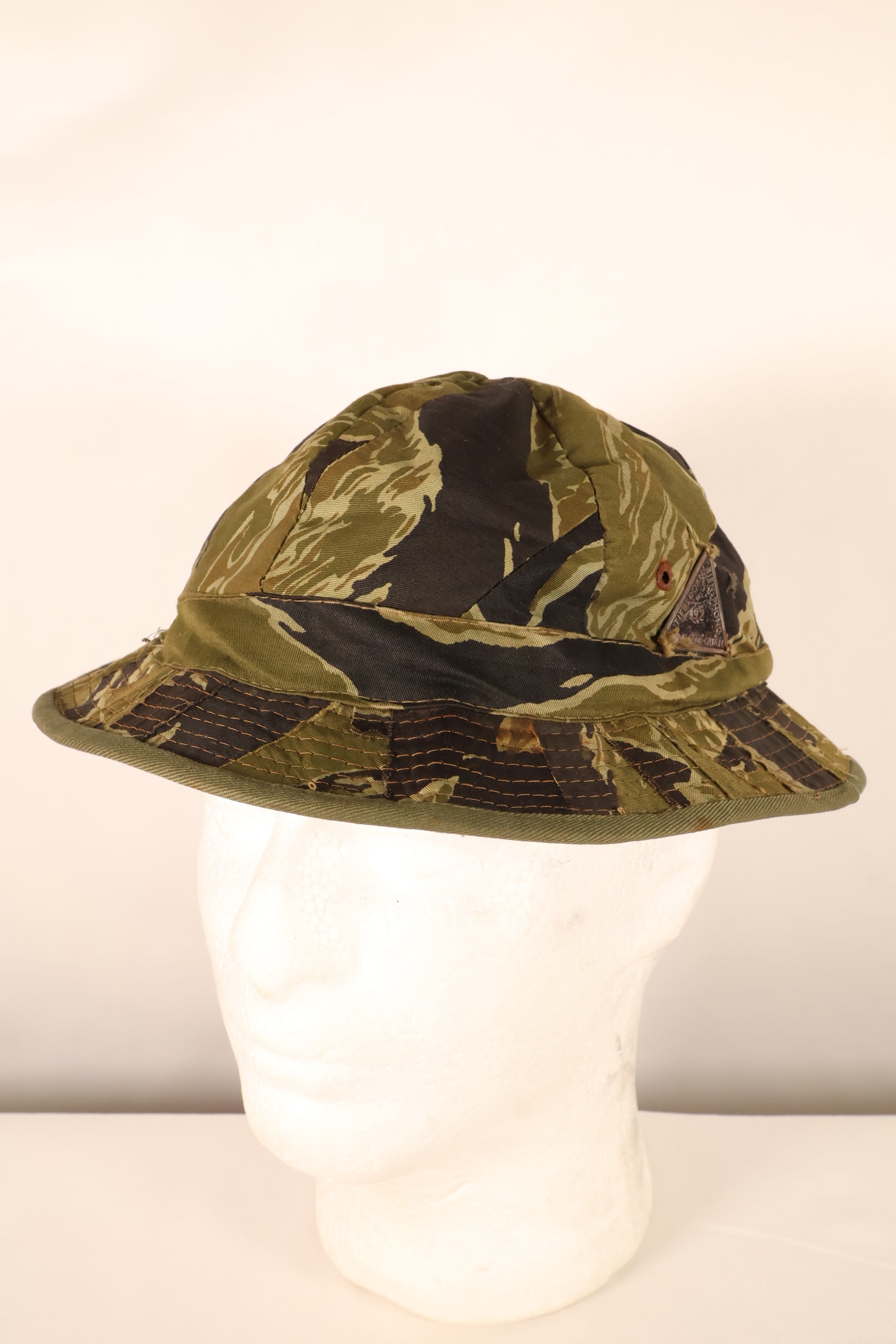 Authentic Fabric: South Vietnamese Marine Corps (VNMC) 3rd Pattern Transition-Period Fabric, Tiger Stripe Boonie Hat Replica