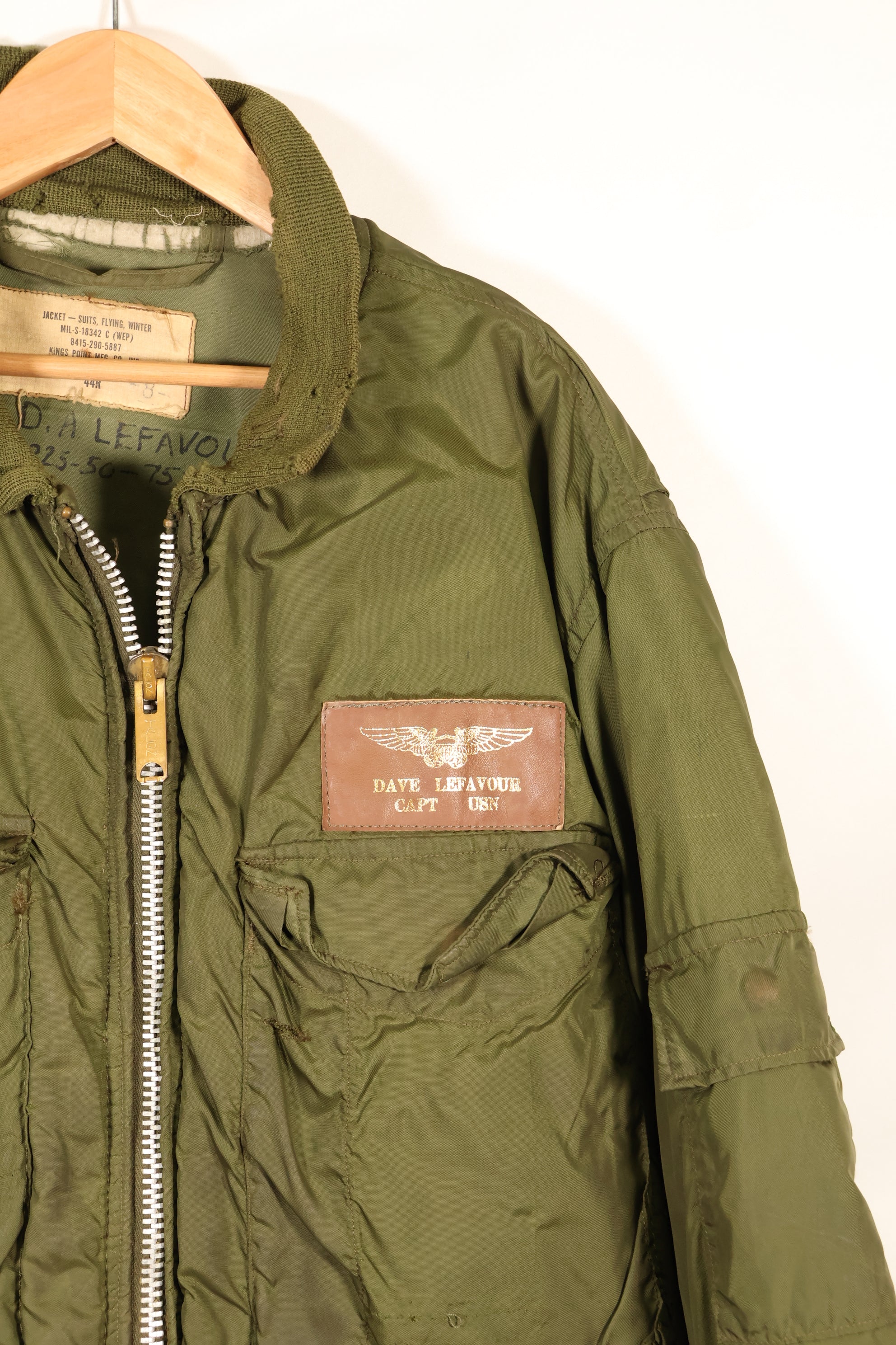 1972年契約　44R　アメリカ海軍　冬季用フライトジャケット　WEPジャケット　中古品