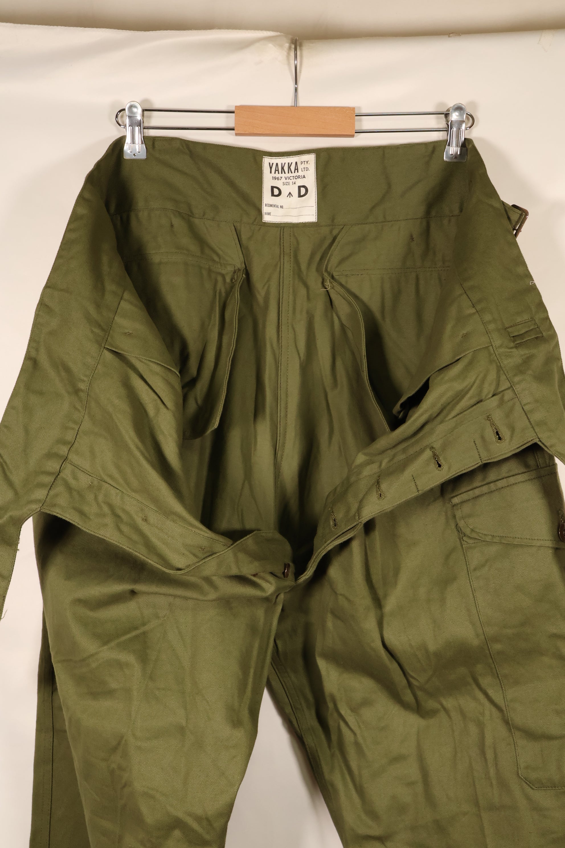 1967 Contract, Size 14, Australian Army, OD Utility Pants, Virtually Unused　