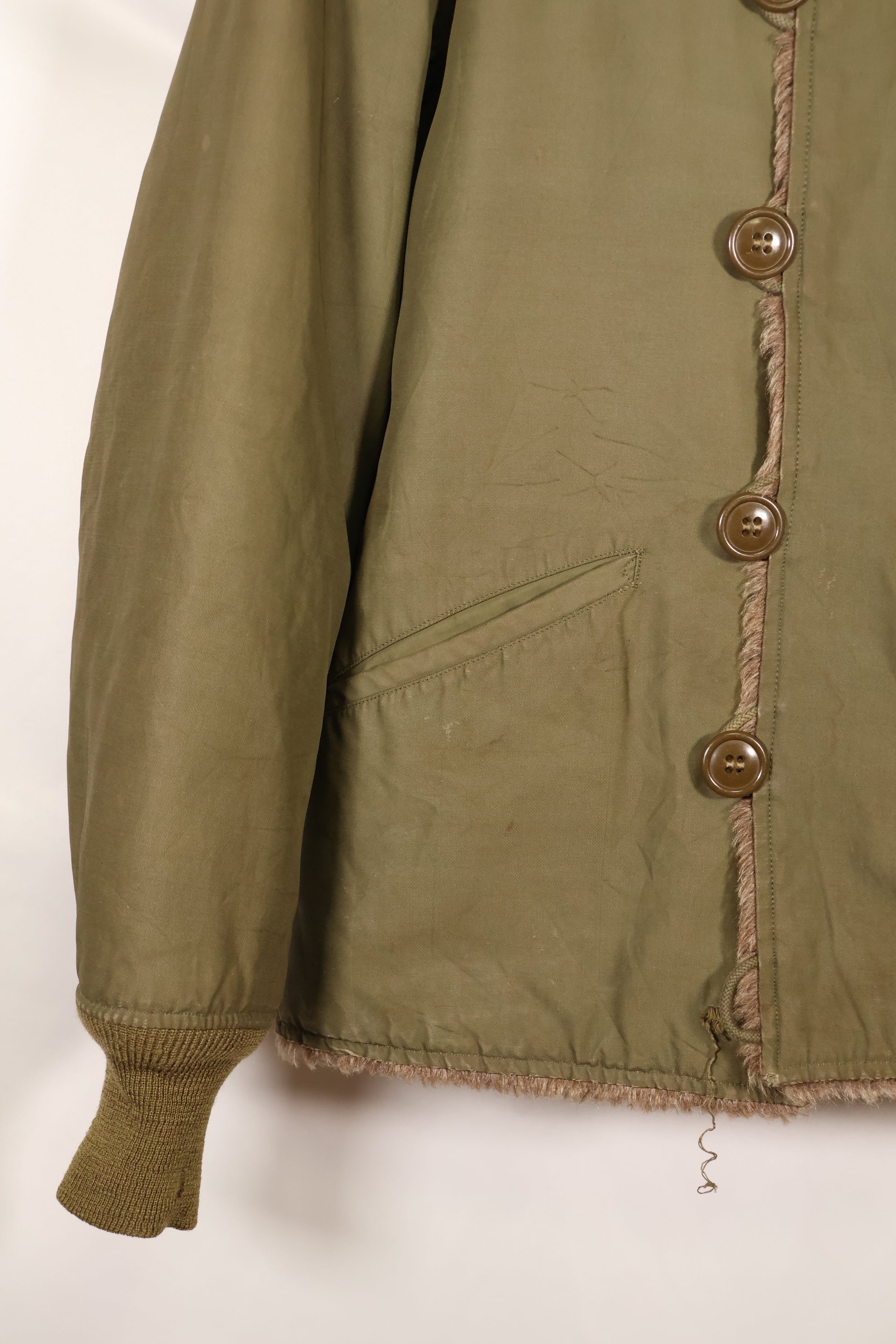 1940s WWII M-43 Field Jacket with thermal liner, used.